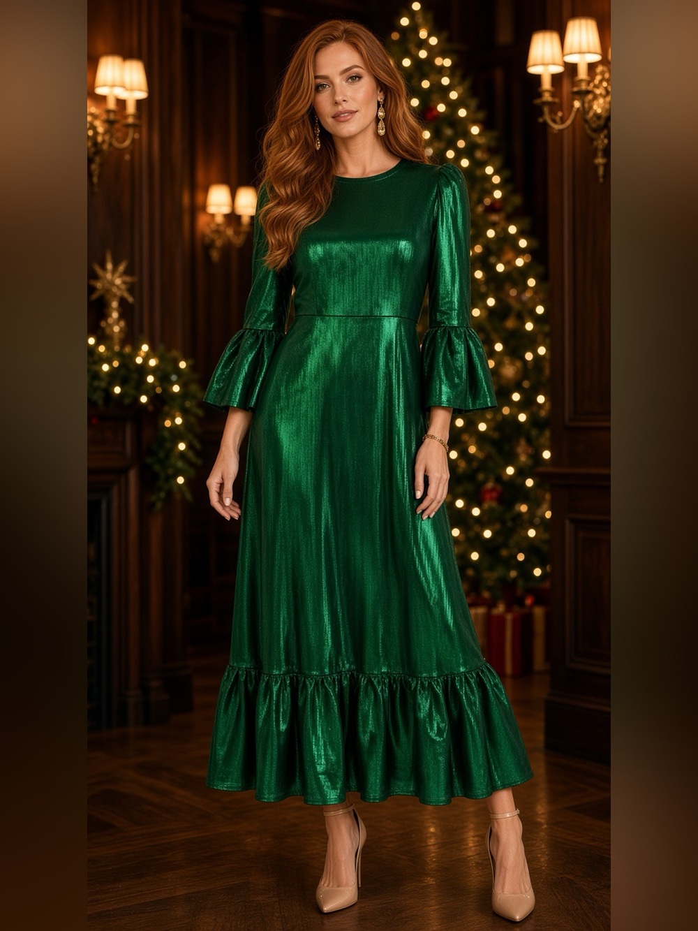 Pomander Place Tuckernuck Emerald Crinkle Lurex Dress Size XS NWT